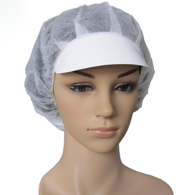 Non Woven White Spunlace Mesh Peaked Bouffant Cap for Food Surgical Industrial Different Field Use